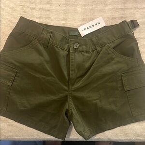 PacSun Green Cargo Shorts Sturdy Cotton Casual - Small
